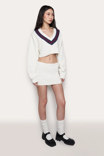 Danielle Guizio Ny Guizio X Champion Rib Knit Mini Skirt In Chalk White