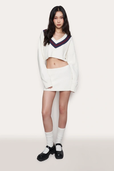 Danielle Guizio Ny Guizio X Champion Rib Knit Mini Skirt In Chalk White