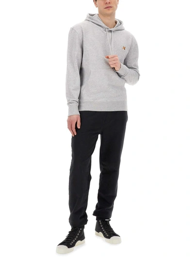 Shop Maison Kitsuné Sweatshirt With Fox Patch In Grey