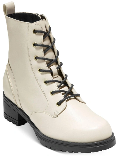 Shop Cole Haan Camea Womens Zipper Combat & Lace-up Boots In White