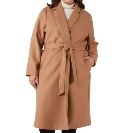 Shop Dex Longline Belted Coat In Camel In Brown