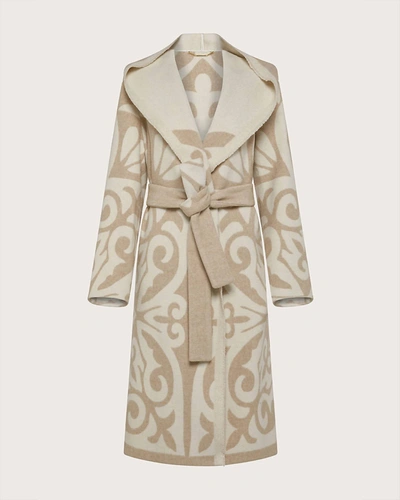 Shop Seventy Women's Jacquard Gown Style Coat In Beige