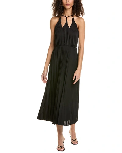 Shop Sandro Accordion Pleated Midi Dress In Black