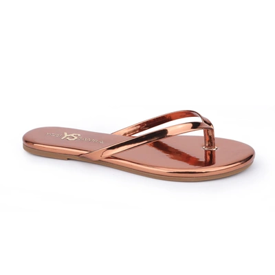 Shop Yosi Samra Rivington Flip Flop In Bronze Chrome In Gold