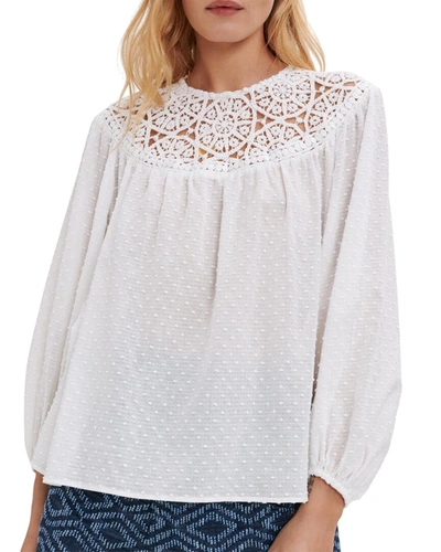 Shop Maje Long Sleeve Top In White