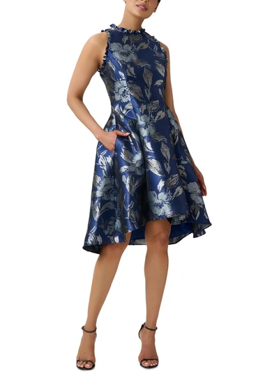 Shop Adrianna Papell Womens Metallic Midi Halter Dress In Blue