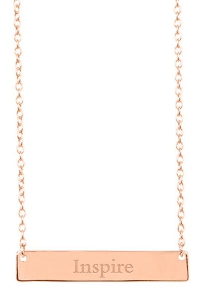 Sterling Forever Inspirational 14k Rose Gold Plated Sterling Silver Bar Pendant Necklace In Multi