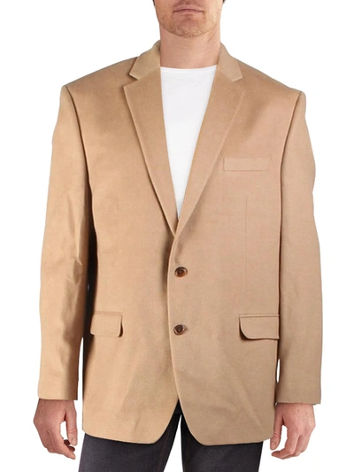 Shop Lauren Ralph Lauren Mens Wool Blend Business Two-button Blazer In Brown