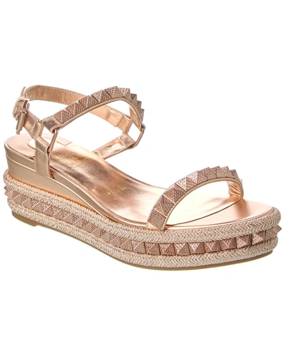 Shop Christian Louboutin Pyraclou 60 Leather Sandal In Beige
