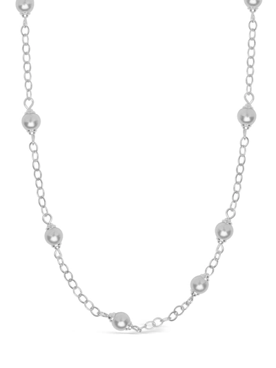 Sterling Forever Stationed Pearl Face Mask Chain In Multi