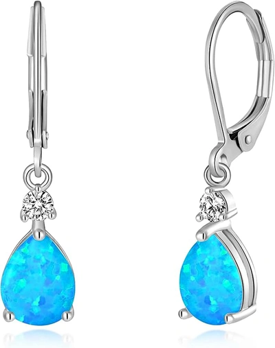 Shop Liv Oliver 18k Gold Opal Drop Earrings In Blue