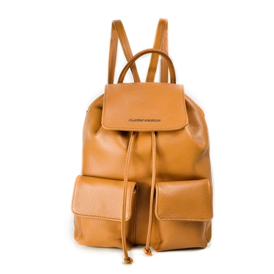 Shop Claudio Civitico Cappuccino Pebbled Leather - Backpack In Brown