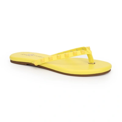 Shop Yosi Samra Rivington Stud Flip Flop In Canary Yellow In Multi