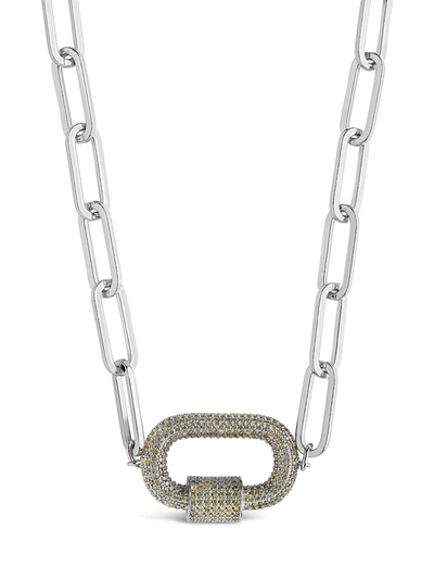 Shop Sterling Forever Pave Cz Carabiner Linked Lock Necklace In Multi