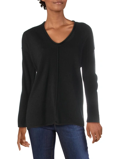 Shop Bcbgmaxazria Womens V-neck Roll Trim Pullover Sweater In Black
