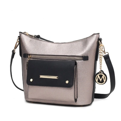 Mkf Collection By Mia K Serenity Color Block Vegan Leather Women's Crossbody Bag By Mia K In Silver