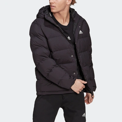 Shop Adidas Originals Men's Adidas Helionic Hooded Down Jacket In Black