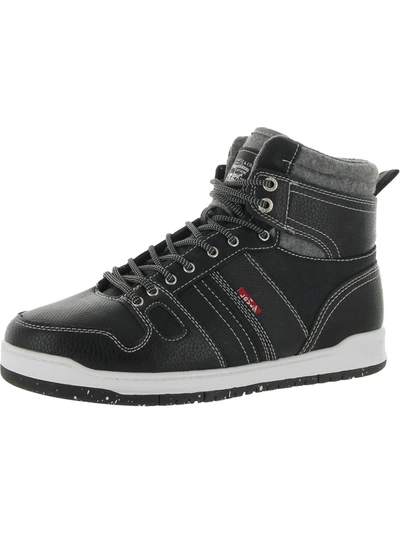 Shop Levi's Womens Faux Leather Lifestyle High-top Sneakers In Black