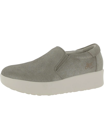 Shop Otbt Camile Womens Leather Wedge Slip-on Sneakers In Grey