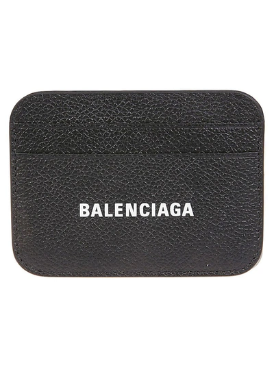 Shop Balenciaga Cash Leather Credit Card Case In Black