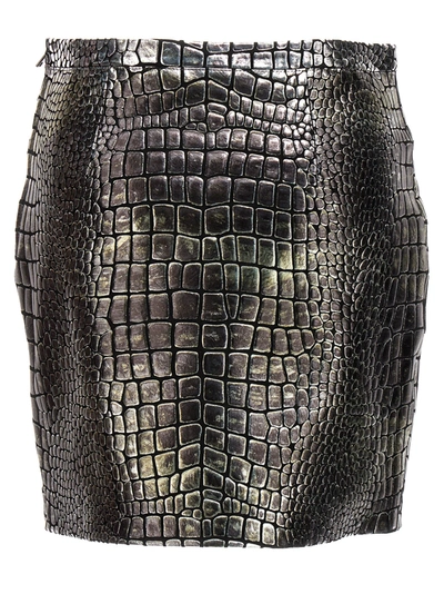 Shop Tom Ford Laminated Croc Skirt