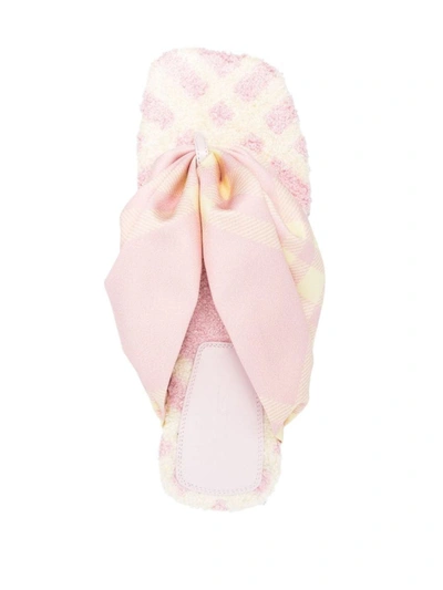 Burberry Check Printed Open-toe Flat Sandals In White