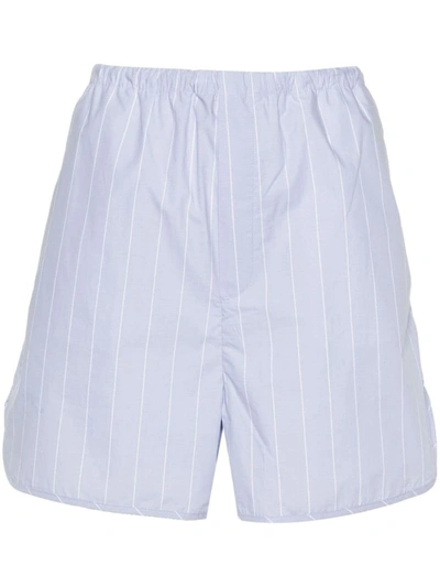 Shop Filippa K Striped Drawstring Shorts In Clear Blue