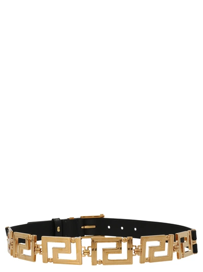 Shop Versace Logo Chain Belts Black