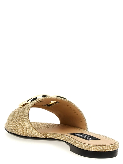 Shop Dolce & Gabbana Logo Fabric Sandals Beige