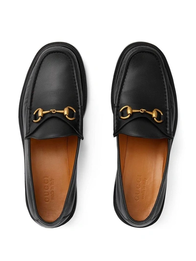 Shop Gucci Leather Lofers In Black