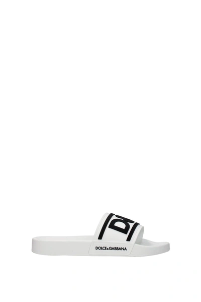 Shop Dolce & Gabbana Slippers And Clogs Rubber White Black