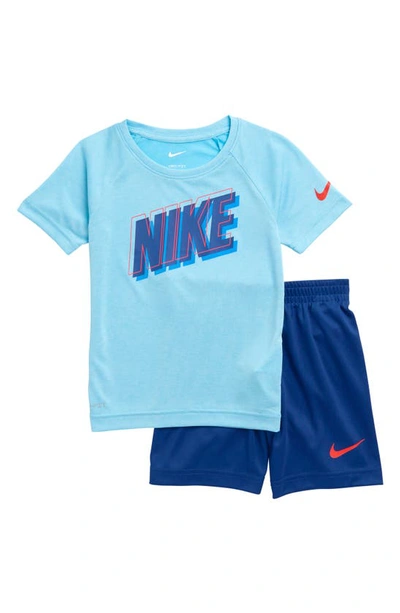 Shop Nike Kids' Dri-fit T-shirt & Shorts Set In Indigo Force