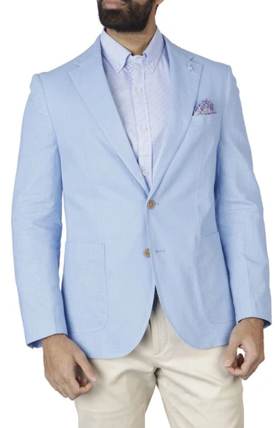 Shop Tailorbyrd Solid Notch Lapel Linen Blend Sport Coat In Sky Blue