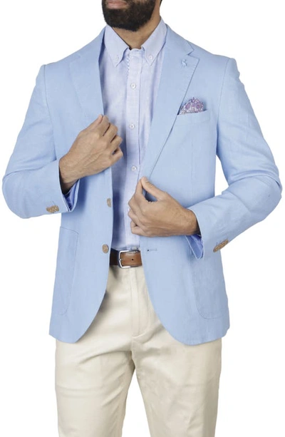 Shop Tailorbyrd Solid Notch Lapel Linen Blend Sport Coat In Sky Blue