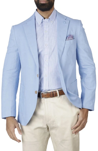 Shop Tailorbyrd Solid Notch Lapel Linen Blend Sport Coat In Sky Blue