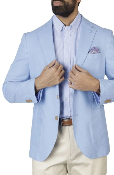 Shop Tailorbyrd Solid Notch Lapel Linen Blend Sport Coat In Sky Blue