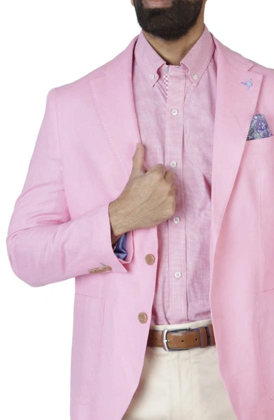 Tailorbyrd Solid Notch Lapel Linen Blend Sport Coat In Rose Pink