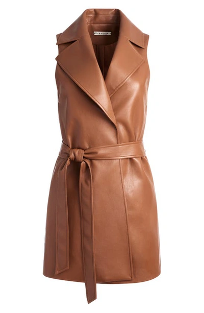 Shop Alice And Olivia Rozlynn Long Belted Vest In Camel