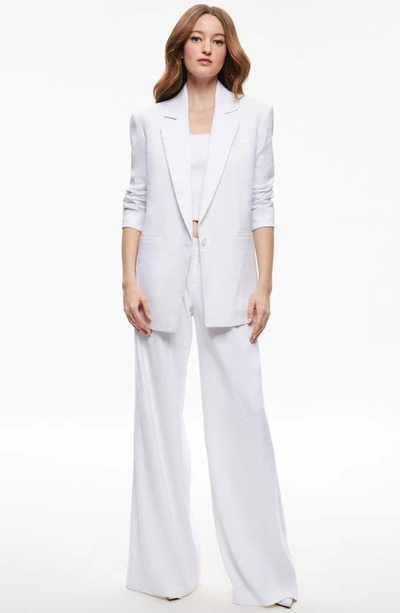 Shop Alice And Olivia Shan Padded Shoulder Roll Sleeve Blazer In White
