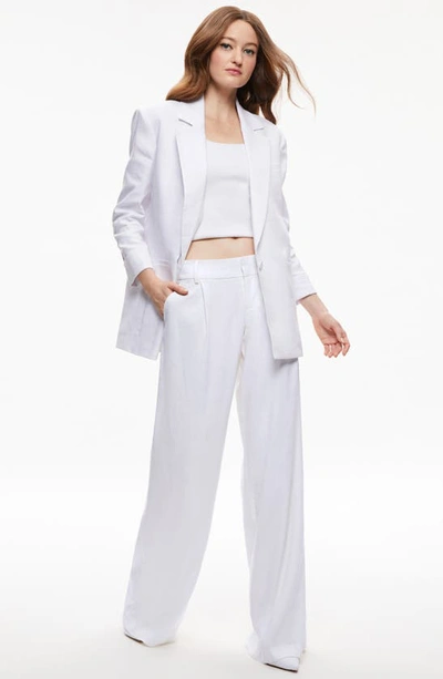 Shop Alice And Olivia Shan Padded Shoulder Roll Sleeve Blazer In White