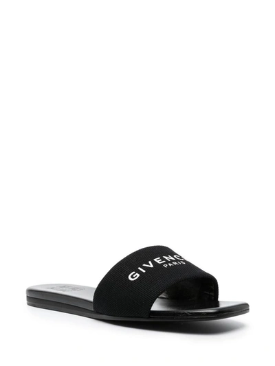 Shop Givenchy 4g Canvas Slides In Black