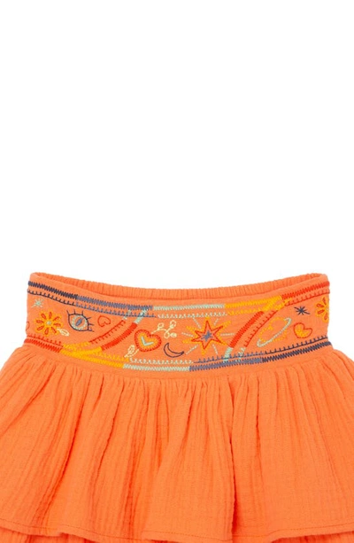 Shop Peek Aren't You Curious Kids' Zen Embroidered Tiered Skirt In Coral