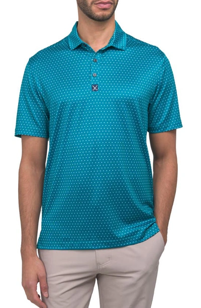 Shop Construct Micro Dot Gold Polo In Teal