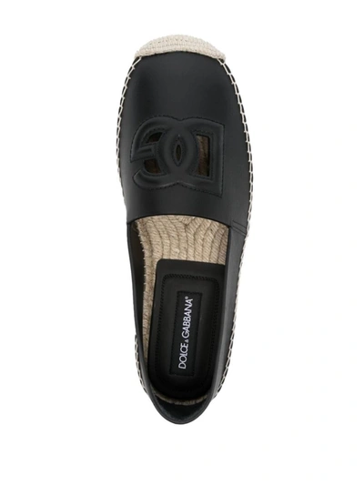 Shop Dolce & Gabbana Dg Leather Epsadrilles In Black