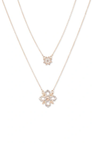 Shop Marchesa Filigree Crystal Layered Necklace In Gold/ Cgs