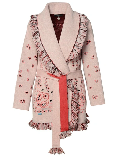 Shop Alanui 'bandana' Pink Cashmere Cardigan