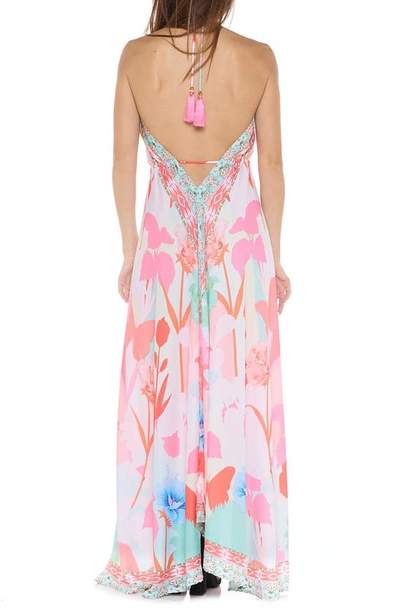 Shop Ranee's Butterfly Halter Cover-up Maxi Dress In Pink