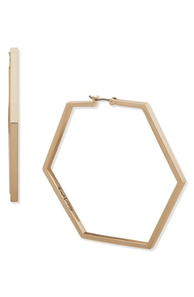 Shop Karl Lagerfeld Geometric Hoop Earrings In Gold