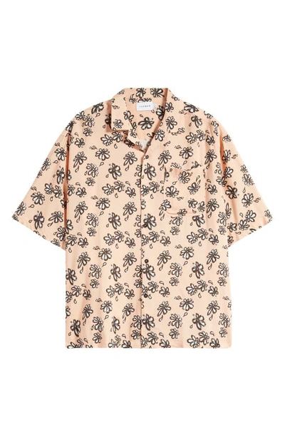 Shop Topman Floral Short Sleeve Button-up Shirt In Light Pink