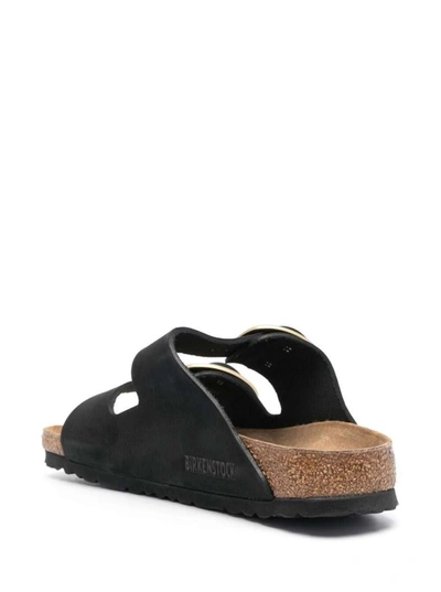 Shop Birkenstock Black 'arizona' Strap-sandals With Golden-tone Buckle In Leather